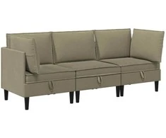 Sofa Svetainės baldų komplektas 3 pcs Chaki Audinys