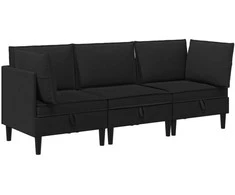 Sofa Svetainės baldų komplektas 3 pcs Juoda Audinys