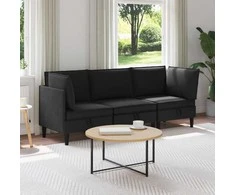 Sofa Svetainės baldų komplektas 3 pcs Juoda Audinys
