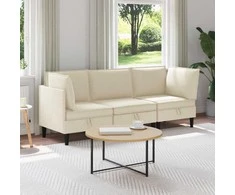 Sofa Svetainės baldų komplektas 3 pcs Kreminė Audinys