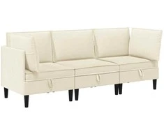 Sofa Svetainės baldų komplektas 3 pcs Kreminė Audinys