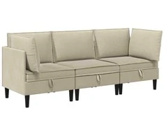 Sofa Svetainės baldų komplektas 3 pcs Smėlio Audinys