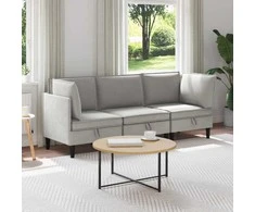Sofa Svetainės baldų komplektas 3 pcs Šviesiai pilka Audinys