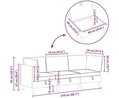 Sofa Svetainės baldų komplektas 3 vnt. Šviesiai pilka Audinys