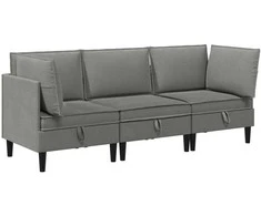 Sofa Svetainės baldų komplektas 3 pcs Tamsiai pilka Audinys