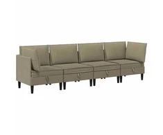 Sofa Svetainės baldų komplektas 4 pcs Chaki Audinys