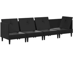 Sofa Svetainės baldų komplektas 4 vnt. Juoda Audinys