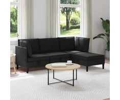 Sofa Svetainės baldų komplektas 4 pcs Juoda Audinys