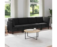 Sofa Svetainės baldų komplektas 4 pcs Juoda Audinys