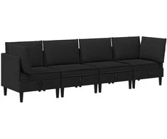 Sofa Svetainės baldų komplektas 4 pcs Juoda Audinys