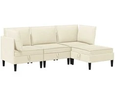 Sofa Svetainės baldų komplektas 4 pcs Kreminė Audinys