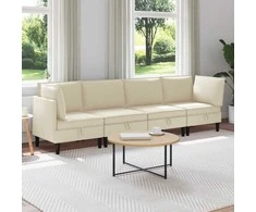 Sofa Svetainės baldų komplektas 4 pcs Kreminė Audinys