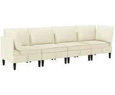 Sofa Svetainės baldų komplektas 4 pcs Kreminė Audinys