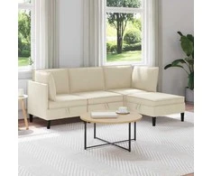 Sofa Svetainės baldų komplektas 4 pcs Kreminė Audinys