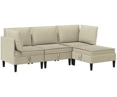 Sofa Svetainės baldų komplektas 4 pcs Smėlio Audinys