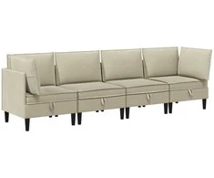 Sofa Svetainės baldų komplektas 4 pcs Smėlio Audinys