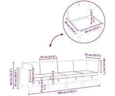 Sofa Svetainės baldų komplektas 4 vnt. Šviesiai pilka Audinys
