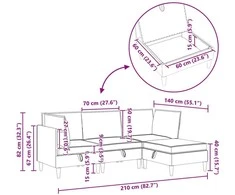 Sofa Svetainės baldų komplektas 4 vnt. Šviesiai pilka Audinys