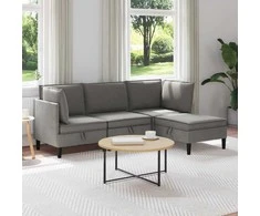 Sofa Svetainės baldų komplektas 4 pcs Tamsiai pilka Audinys