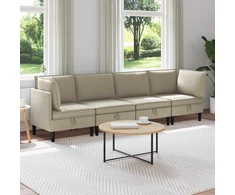 Sofa Svetainės baldų komplektas 4 vnt. Smėlio Audinys