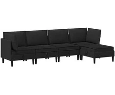 Sofa Svetainės baldų komplektas 5 pcs Juoda Audinys