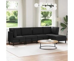 Sofa Svetainės baldų komplektas 5 pcs Juoda Audinys