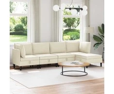 Sofa Svetainės baldų komplektas 5 pcs Kreminė Audinys