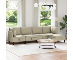 Sofa Svetainės baldų komplektas 5 pcs Smėlio Audinys