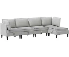 Sofa Svetainės baldų komplektas 5 pcs Šviesiai pilka Audinys