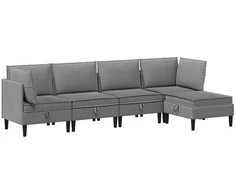 Sofa Svetainės baldų komplektas 5 pcs Tamsiai pilka Audinys