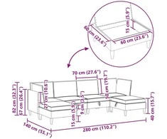 Sofa Svetainės baldų komplektas 6 vnt. Chaki Audinys