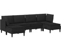 Sofa Svetainės baldų komplektas 6 pcs Juoda Audinys