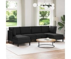 Sofa Svetainės baldų komplektas 6 pcs Juoda Audinys