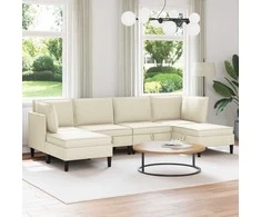 Sofa Svetainės baldų komplektas 6 pcs Kreminė Audinys