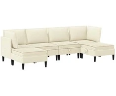 Sofa Svetainės baldų komplektas 6 pcs Kreminė Audinys