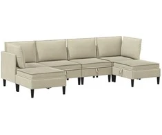 Sofa Svetainės baldų komplektas 6 pcs Smėlio Audinys