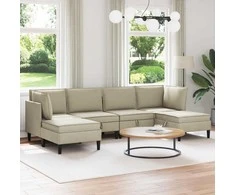 Sofa Svetainės baldų komplektas 6 pcs Smėlio Audinys