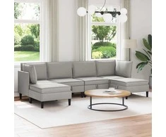Sofa Svetainės baldų komplektas 6 pcs Šviesiai pilka Audinys