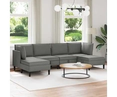 Sofa Svetainės baldų komplektas 6 pcs Tamsiai pilka Audinys