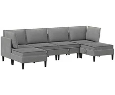 Sofa Svetainės baldų komplektas 6 pcs Tamsiai pilka Audinys