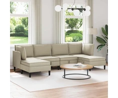 Sofa Svetainės baldų komplektas 6 vnt. Smėlio Audinys