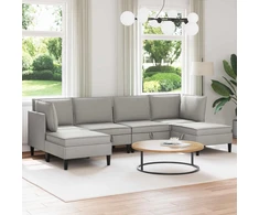 Sofa Svetainės baldų komplektas 6 vnt. Šviesiai pilka Audinys