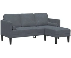 Sofa Sofos komplektas su pagalve Tamsiai pilka Poliesteris