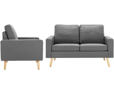 Sofa Sofos komplektas, 2 dalių, šviesiai pilkas, audinys
