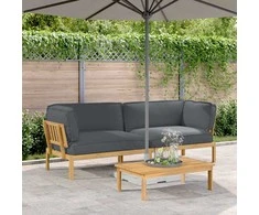 Sofa Sofos komplektas 2 pcs Antracitas Kietos akacijos mediena