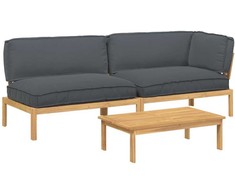Sofos komplektas 3 pcs Antracitas Kietos akacijos mediena