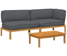 Sofos komplektas 3 pcs Antracitas Kietos akacijos mediena