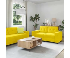 Sofa Sofos komplektas 3 pcs Geltona 221 x 80 x 80 cm Aksomas