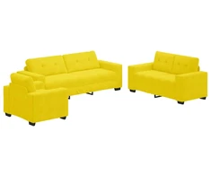 Sofa Sofos komplektas 3 pcs Geltona 221 x 80 x 80 cm Aksomas