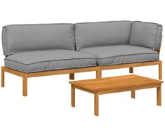 Sofos komplektas 3 pcs Kreminė Kietos akacijos mediena